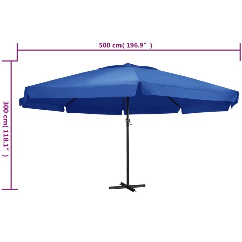 PARASOL OGRODOWY NA ALUMINIOWYM SŁUPKU 500CM NIEBIESKI
