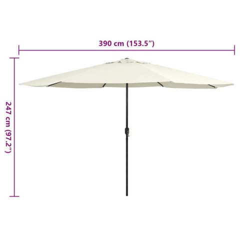PARASOL OGRODOWY NA METALOWYM SŁUPKU 390CM PIASKOWY