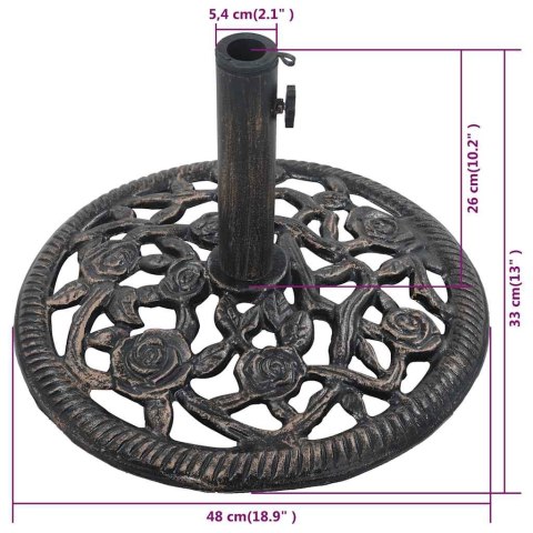 PODSTAWA POD PARASOL KOLOR BRĄZU 12KG 48CM ŻELIWO
