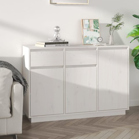 SZAFKA BIAŁA 110X34X75CM LITE DREWNO SOSNOWE