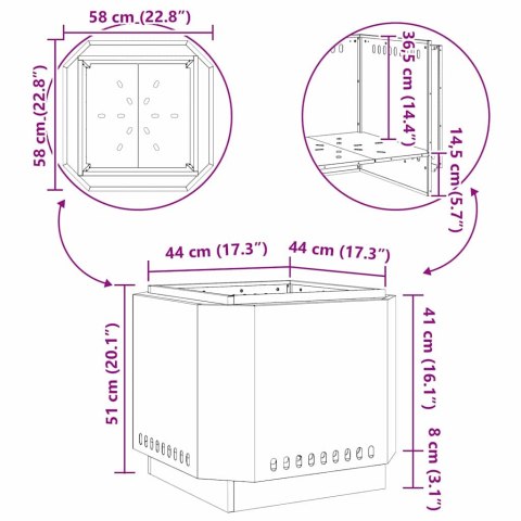 BEZDYMNY KOMINEK OGRODOWY CZARNY 58X58X51CM