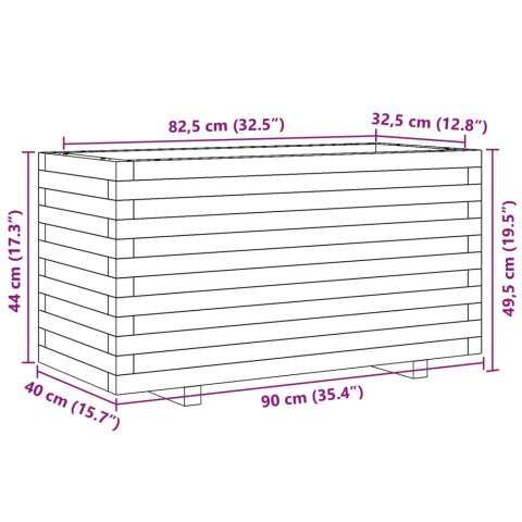 DONICA OGRODOWA BIAŁA 90X40X49,5CM LITE DREWNO SOSNOWE