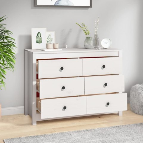 KOMODA BIAŁY 100X40X72CM LITE DREWNO SOSNOWE