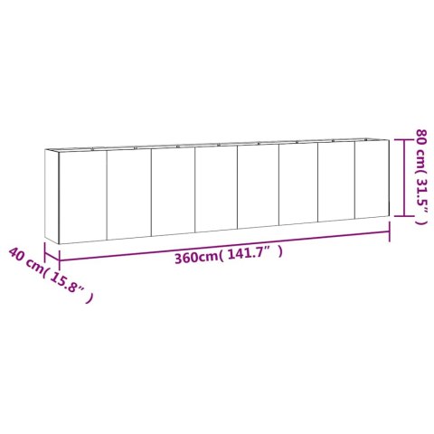 PODWYŻSZONA DONICA 360X40X80CM STAL KORTENOWSKA