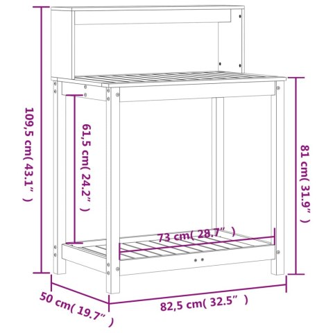 STOLIK OGRODNICZY Z PÓŁKAMI 82,5X50X109,5CM DREWNO SOSNOWE