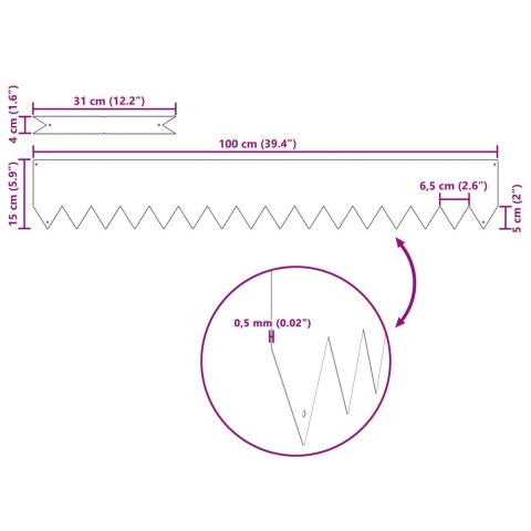 KRAWĘŻNIK DO TRAWNIKA 50 SZT BRĄZOWY 100X0.05X20CM