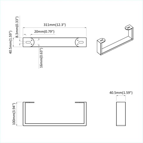NÓŻKI MEBLOWE 12 SZT. CZARNY 311X40,5X100MM ŻELAZO