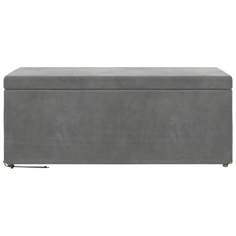 ŁAWKA CIEMNOSZARY 101X41X40CM WELUR I DREWNO INŻYNIERYJNE