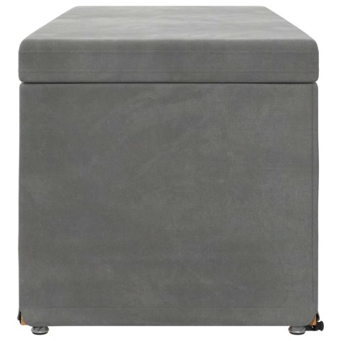 ŁAWKA CIEMNOSZARY 101X41X40CM WELUR I DREWNO INŻYNIERYJNE