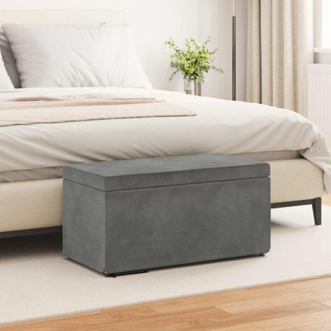 ŁAWKA CIEMNOSZARY 81X41X40CM WELUR I DREWNO INŻYNIERYJNE