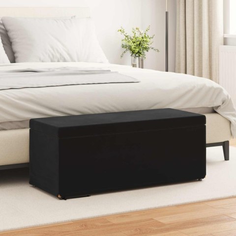 ŁAWKA CZARNY 101X41X40CM WELUR I DREWNO INŻYNIERYJNE