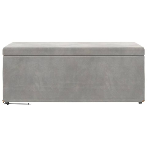 ŁAWKA JASNOSZARY 101X41X40CM WELUR I DREWNO INŻYNIERYJNE