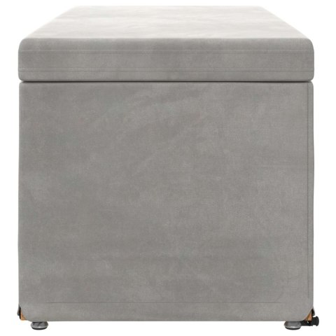 ŁAWKA JASNOSZARY 101X41X40CM WELUR I DREWNO INŻYNIERYJNE