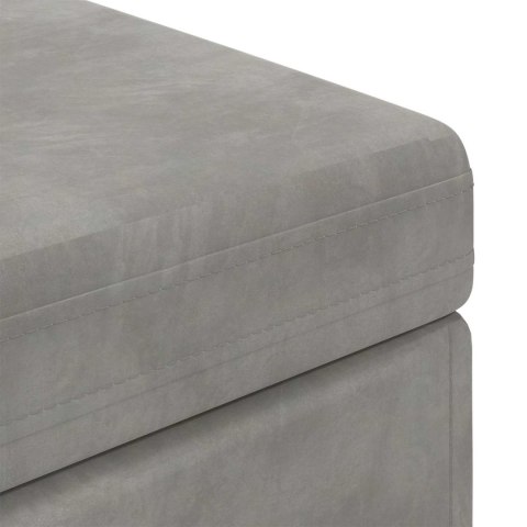 ŁAWKA JASNOSZARY 101X41X40CM WELUR I DREWNO INŻYNIERYJNE