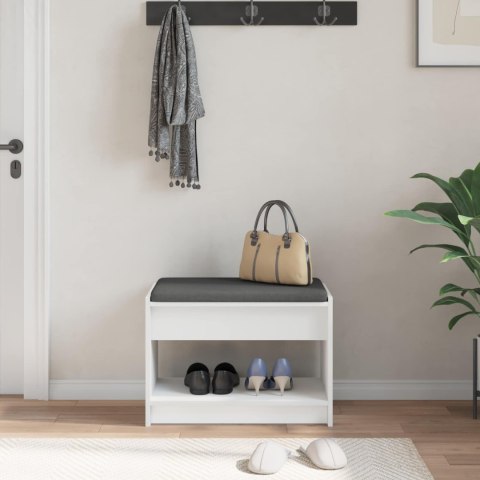 ŁAWKA W PRZEDPOKOJU Z PODUSZKĄ Z PÓŁKĄ BIAŁY 63X38X45CM