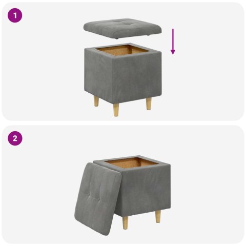 OTOMAN Z MIEJSCEM NA PRZECHOWYWANIE CIEMNOSZARY AKSAMIT