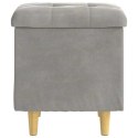 OTOMAN Z MIEJSCEM NA PRZECHOWYWANIE JASNOSZARY AKSAMIT