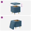 OTOMAN Z MIEJSCEM NA PRZECHOWYWANIE NIEBIESKI AKSAMIT