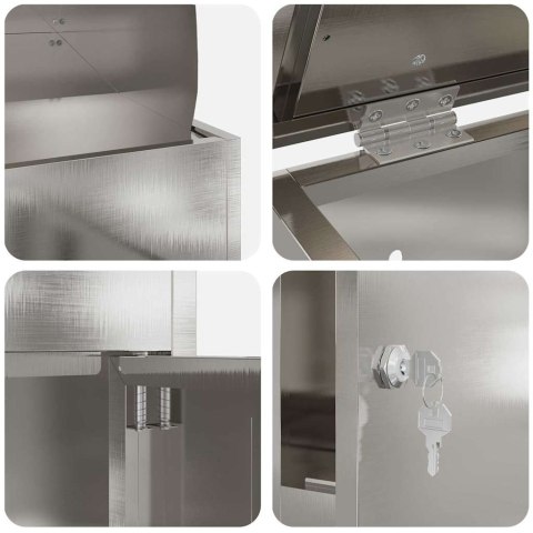 SKRZYNKA NA PRZESYŁKI SREBRNY 47,5X38X59CM STAL NIERDZEWNA