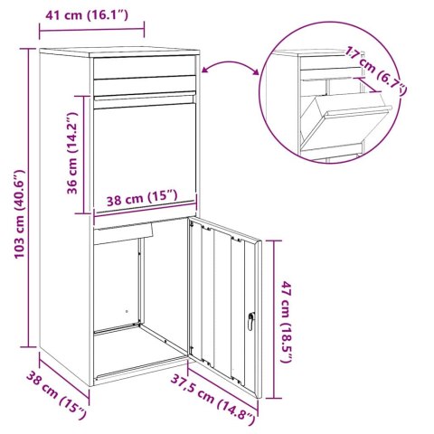 SKRZYNKA NA PRZESYŁKI Z DRZWIAMI ANTRACYT 41X38X103CM STAL