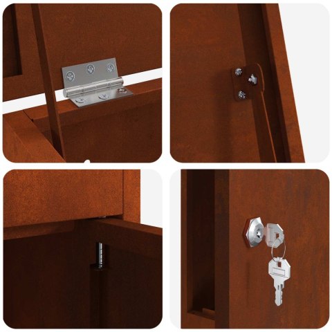 SKRZYNKA NA PRZESYŁKI Z DRZWIAMI RDZAWY 44,5X29X110,5CM