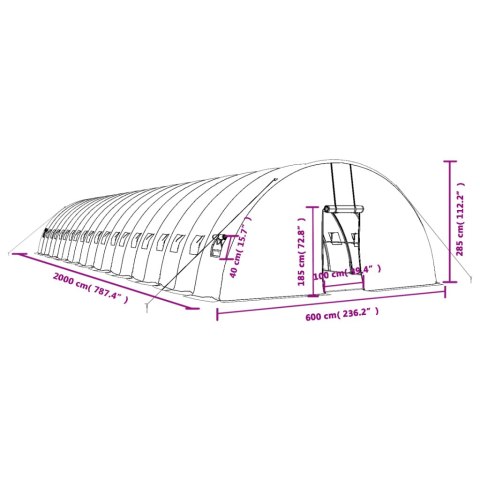 SZKLARNIA ZE STALOWĄ RAMĄ BIAŁA 120M² 20X6X2,85 M