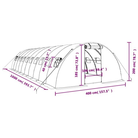 SZKLARNIA ZE STALOWĄ RAMĄ BIAŁA 40M² 10X4X2 M