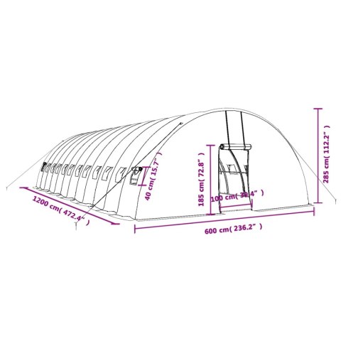 SZKLARNIA ZE STALOWĄ RAMĄ BIAŁA 72M² 12X6X2,85 M