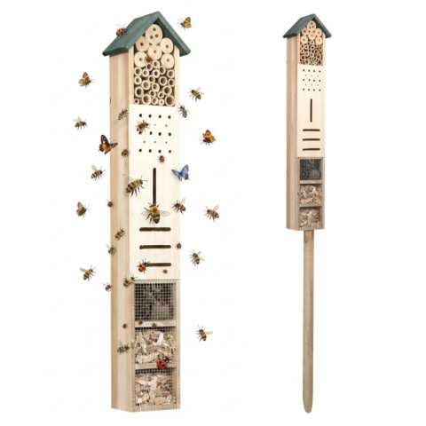DOMEK DLA OWADÓW HOTEL DLA PSZCZÓŁ MURAREK 150CM WOLNOSTOJĄCY SŁUPEK JODŁA