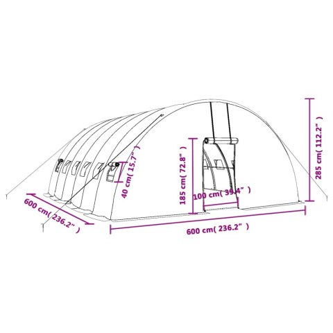 SZKLARNIA ZE STALOWĄ RAMĄ ZIELONA 36M² 6X6X2,85 M