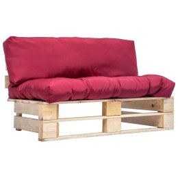 OGRODOWA SOFA Z PALET Z CZERWONYMI PODUSZKAMI SOSNA