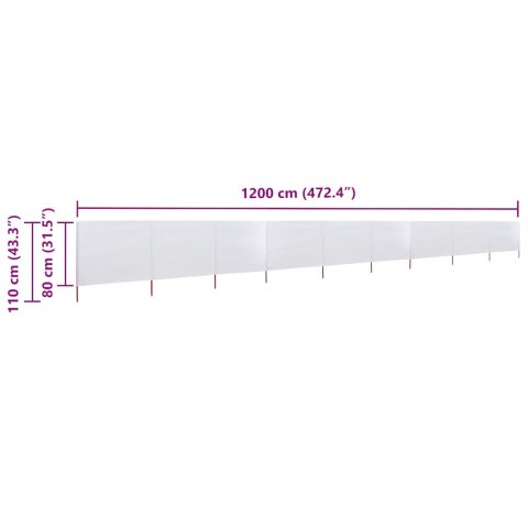 PARAWAN 9-SKRZYDŁOWY Z TKANINY 1200X80CM PIASKOWA BIEL