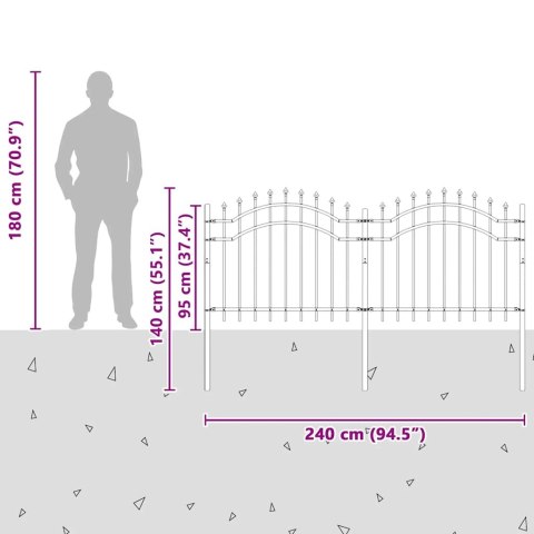 OGRODZENIE Z GROTAMI CZARNE 140CM MALOWANA PROSZKOWO STAL