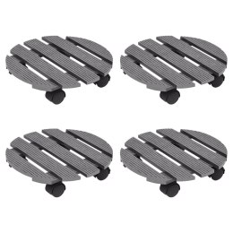 PODSTAWKI NA KÓŁKACH POD DONICE 4 SZT. SZARE Ø30X7,5CM WPC