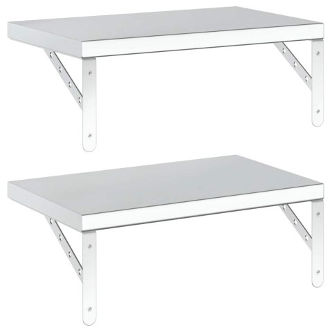 VidaXL Półki ścienne, 2 szt., 50x30 cm, srebrna stal nierdzewna