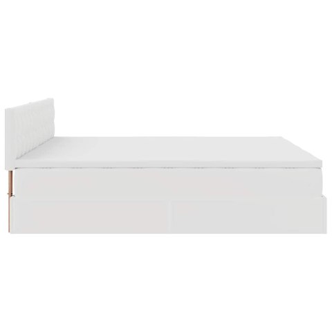 RAMA ŁÓŻKA OTOMANA Z MATERACAMI BIAŁA 200X200CM EKOSKÓRA