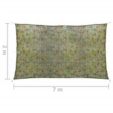 VidaXL Siatka maskująca z torbą do przechowywania, 2x7 m, zielona