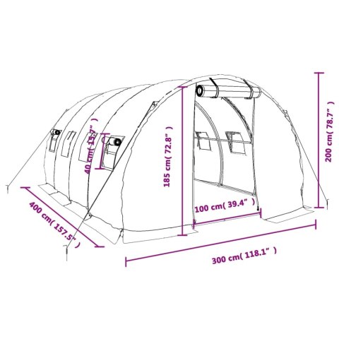 SZKLARNIA ZE STALOWĄ RAMĄ ZIELONA 12M² 4X3X2 M