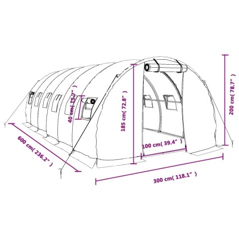 SZKLARNIA ZE STALOWĄ RAMĄ ZIELONA 18M² 6X3X2 M