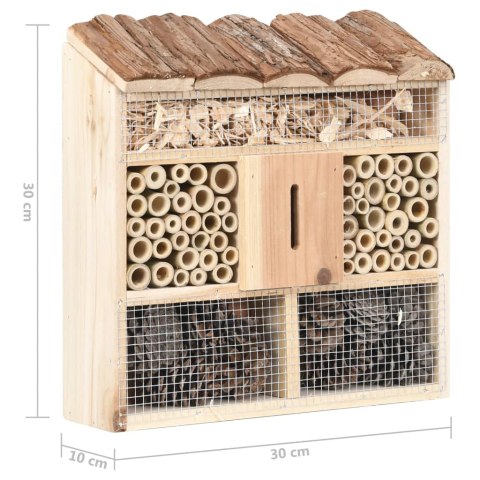HOTEL DLA OWADÓW DOMEK DLA PSZCZÓŁ MOTYLI 30X10X30CM DREWNO JODŁOWE SOLIDNY