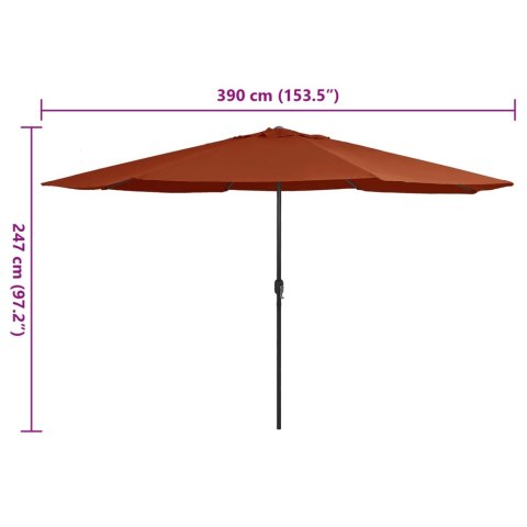 VidaXL Parasol ogrodowy na metalowym słupku, 390 cm, terakota