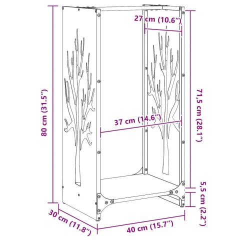 STOJAK NA DREWNO OPAŁOWE 40X30X80CM STAL WALCOWANA NA ZIMNO