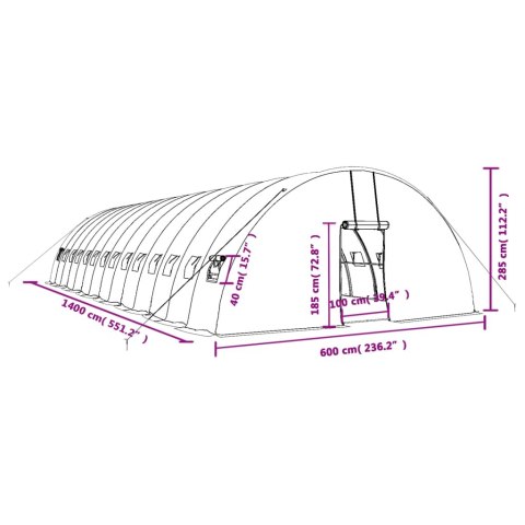 SZKLARNIA ZE STALOWĄ RAMĄ ZIELONA 84 M² 14X6X2,85 M