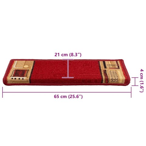 SAMOPRZYLEPNE NAKŁADKI NA SCHODY 5 SZT. 65X21X4CM CZERWONE
