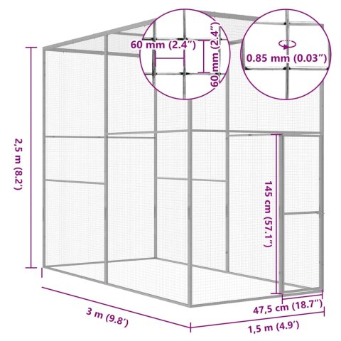 KLATKA DLA KOTA 3X1,5X2,5 M STAL GALWANIZOWANA