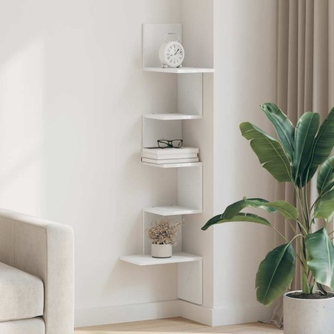 VidaXL Narożna półka ścienna, biała, 32x32x127,5 cm