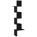 VidaXL Narożna półka ścienna, czarna,32x32x127,5 cm, płyta wiórowa