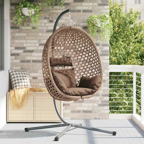 WISZĄCE KRZESŁO JAJO KAWOWY 104X100X191CM POLIRATTAN