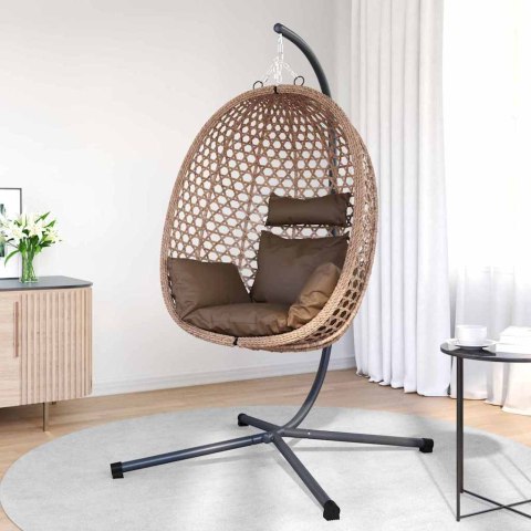 WISZĄCE KRZESŁO JAJO KAWOWY 104X100X191CM POLIRATTAN
