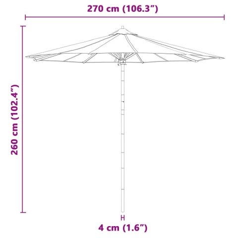 PARASOL OGRODOWY - CIEMNOSZARY 270X 260CM BAMBUS